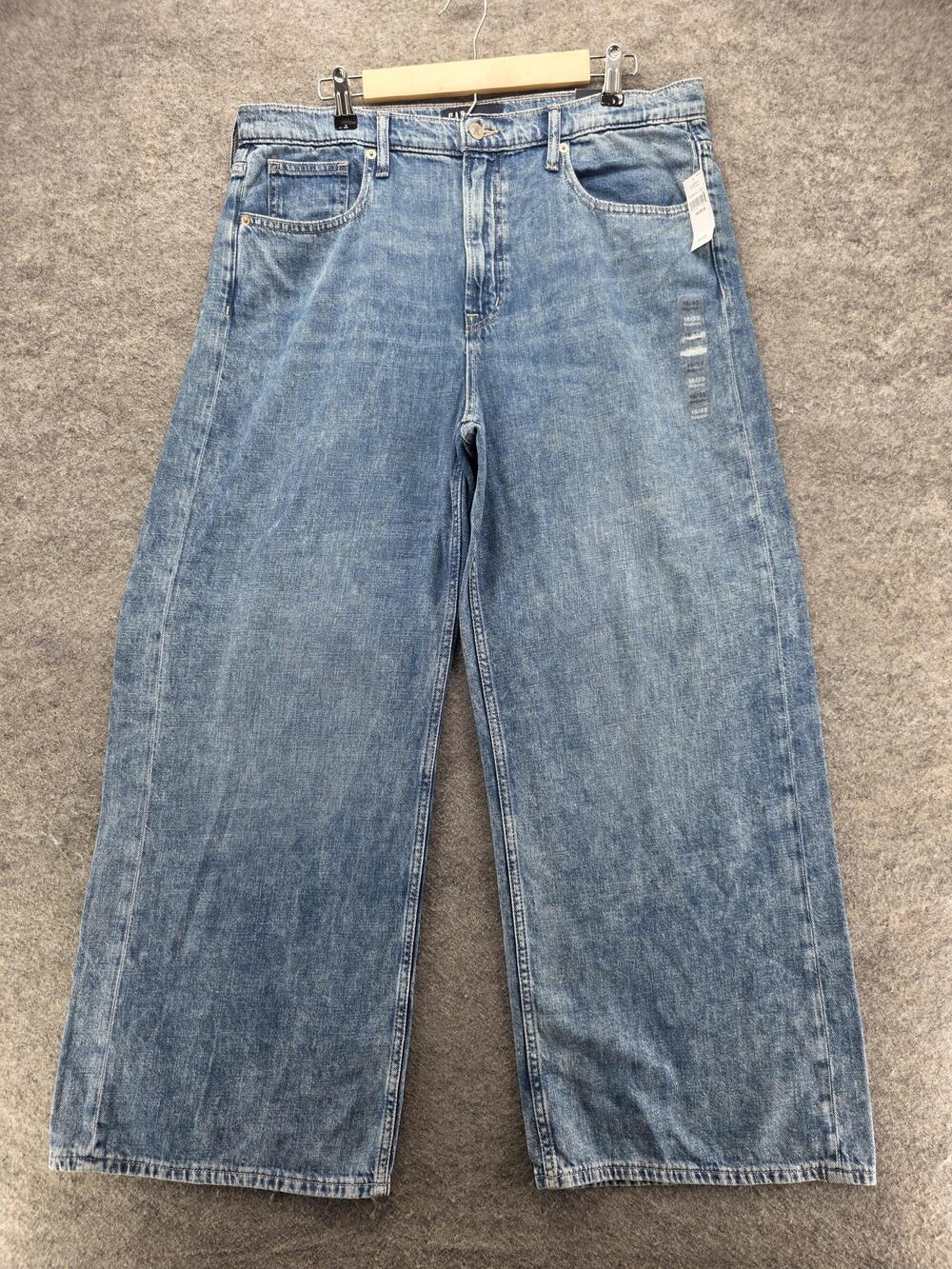 Gap Jeans Womens 16 Blue High Rise Wide-Leg Relaxed Denim 33 Inseam Light Wash